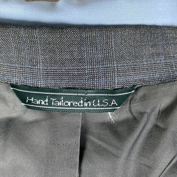 Joseph Scafidi Suit Men 49/42W x 30L Gray Blue Plaid Bespoke Classic USA VTG - Picture 9 of 16